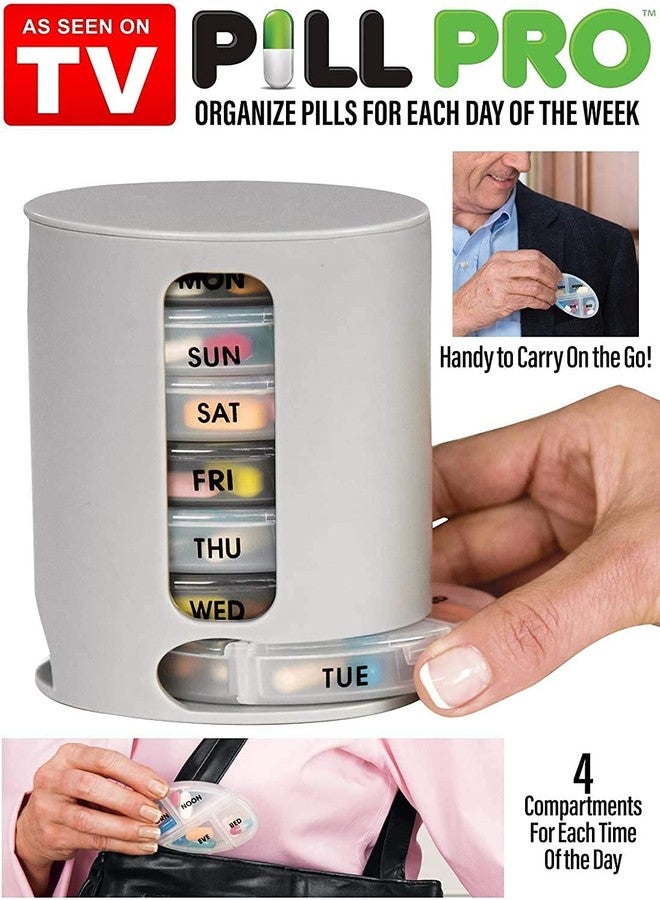 Zipron Pill Pro - Weekly Pill Organizer - Keeps your pills separated for Morning, Afternoon, Evening, Night - 7 Removable Tray for each days of the week - Image 2